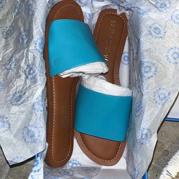 Jack Rodgers Milky Blue Sabrina Leather Slide Women’s Size 9.5 - Picture 2 of 7